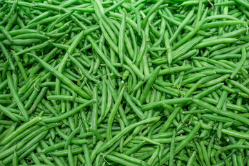close up on green bean pod as food background