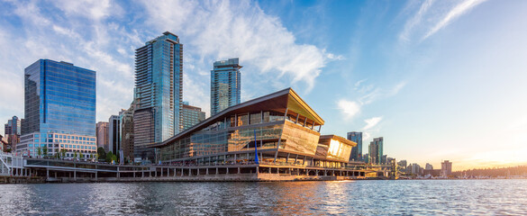 Fototapeta premium Canada Place and Downtown City Buildings in Coal Harbour, Vancouver, BC, Canada