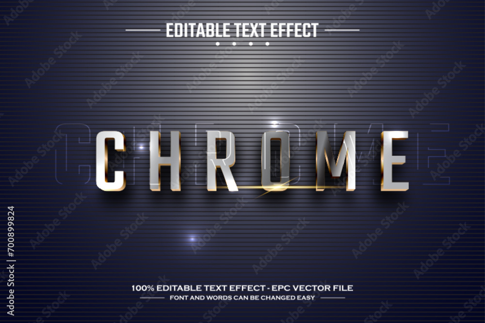 Poster chrome 3d editable text effect template