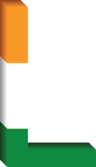 Indian flag tricolored 3d letter L, Bharat flag tricolored 3d letter L