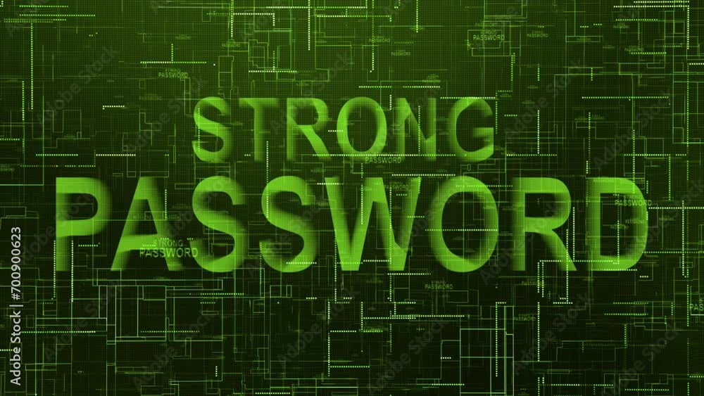 Poster strong password text technology data line animation green color