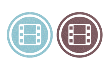 Film icon symbol blue and brown with texture