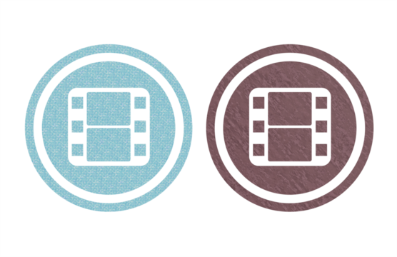 Film icon symbol blue and brown with texture
