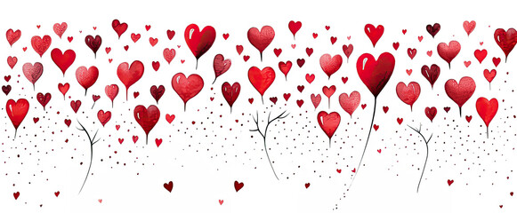 Red, gold and azur blue hearts-balloons, confetti for Valentine's Day. Background for a greeting card on the day of love