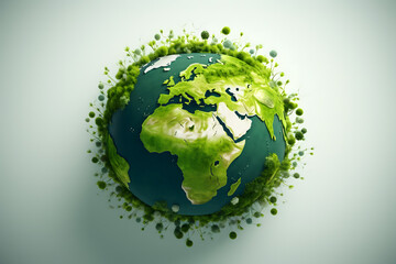 renewable energy light bulb with green energy, Earth Day or environment protection Hands protect forests that grow on the ground and help save the world, solar panels