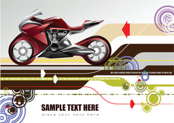 Abstract hi-tech background with bike image. Vector