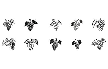 Grape silhouette,Grapes icon. Grapevine with leaf. Wine logo - obrazy, fototapety, plakaty