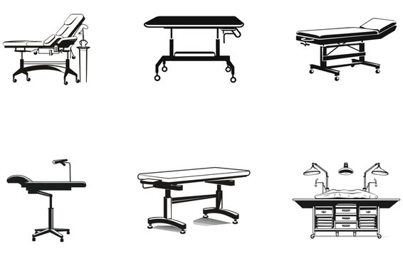 Medical Table Silhouette, Medical Table Vector Silhouette