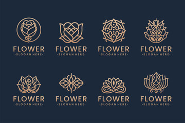 Set of abstract elegant flower logo icon design collection. Creative premium symbol inspiration