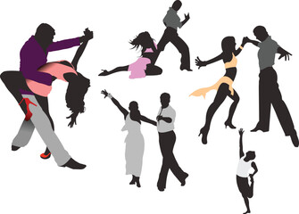 Dancing people. Vector illustration