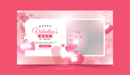 valentines day card or valentines banner with a heart and love