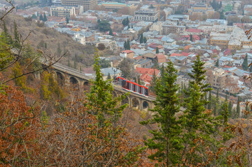 Tbilisi Funicular tram on Mtatsminda Mount 