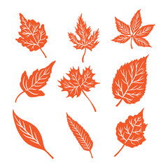 set of autumn leaves
