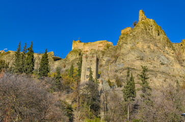 Narikala fortress scenic view from Botanical Garden (Tbilisi, Georgia)