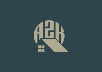Real Estate Letter AZK Monogram Vector Logo.Home Or Building Shape AZK Logo