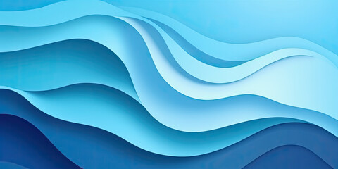 abstract blue wave paper art background. A blue and white abstract background with waves is a versatile design suitable for website backgrounds, social media graphics, and print materials.  - obrazy, fototapety, plakaty