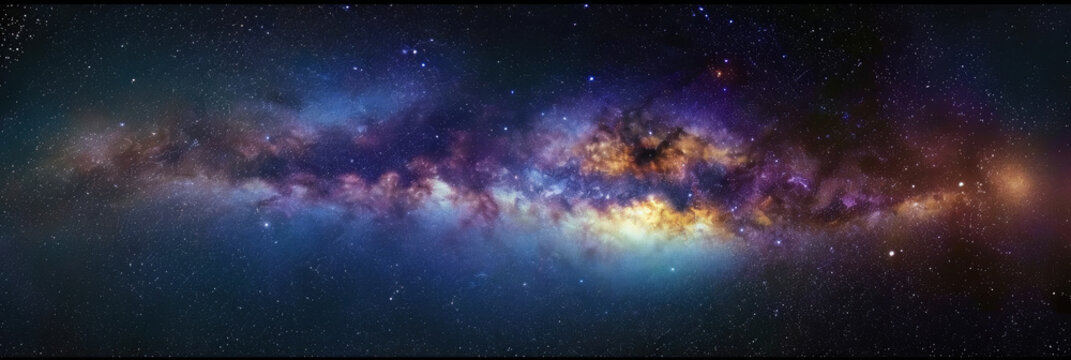 Fototapeta  background with space, Clouds streak across the Milky Way, galaxy with stars on night starry sky Panorama view universe space,