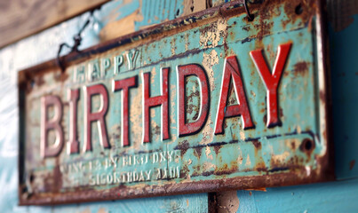 altes Emaille Schild mit der Aufschrift Birthday