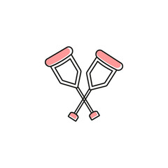 Crutches icon. Disabled or injured person broken leg support crutches. icon vector symbol in flat style.