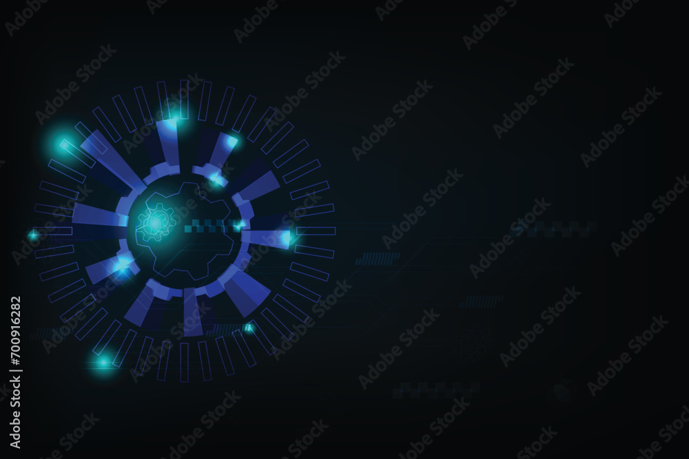 Poster blue technology background with network particles element. future concept template with free space f
