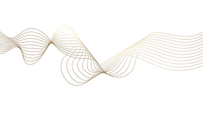 Abstract golden wave lines background. Modern gold flowing wave lines and glowing moving lines background. Design for frequency sound, technology, science, banner, business.	