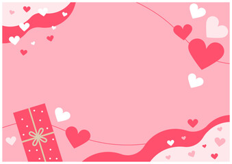 バレンタインデーに使えるかわいいハートのバレンタインフレーム背景素材7ピンク