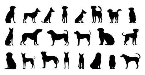 silhouettes of Dogs, vector, generative AI
