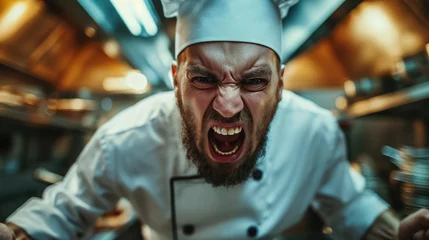 Fotobehang Angry chef yelling in the kitchen. © RISHAD