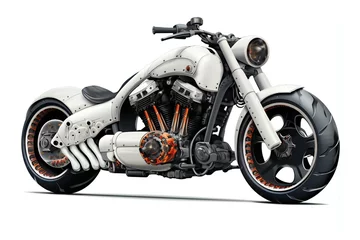 Photo sur Plexiglas Moto A brand-less generic custom motorcycle on white background