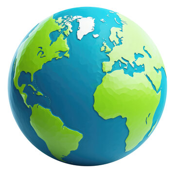 3D simple earth, globe icon isolated png, generative Ai.