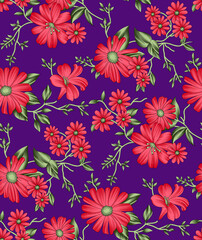 Fototapeta na wymiar Seamless floral pattern with hand drawn flowers. Vector illustration.