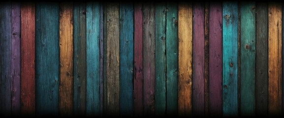 Background of old wooden boards in different colors. Empty copy space. Generative AI