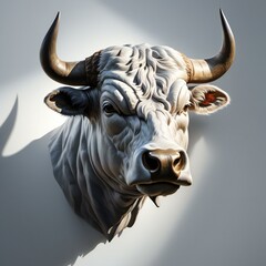 Bull head on a white background - obrazy, fototapety, plakaty