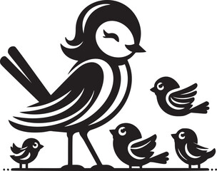 Stylized Bird Family