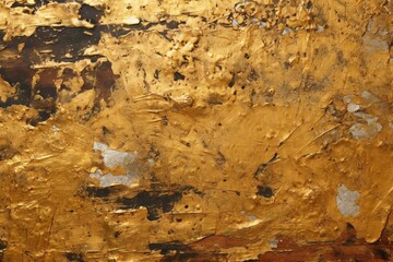 Gold paint on the wall as a background,  Texture, pattern