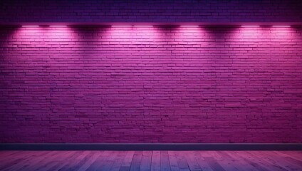 BrBrick wall illuminated with pink neon lights. Generative AI