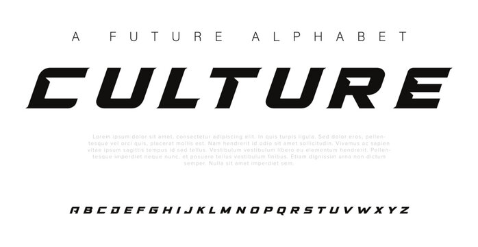 Culture Modern Bold Font. Sans Serif Font. Regular Italic Uppercase Lowercase Typography urban style alphabet fonts for fashion, sport, technology, digital, movie, logo design, vector illustration