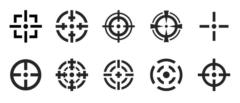 vector set of firearm sights collection. aim, firearm, gun, weapon