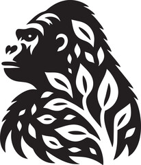 Leafy Gorilla Silhouette