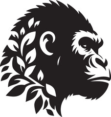Leafy Gorilla Silhouette