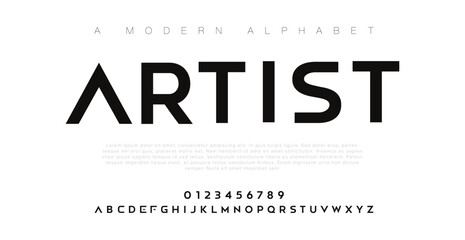 Artist Modern abstract digital alphabet font. Minimal technology typography, Creative urban sport fashion futuristic font and with numbers. vector illustration - obrazy, fototapety, plakaty