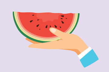 Water Melon Fruit. Bright juicy summer fruit concept. Colored flat vector illustration isolated.