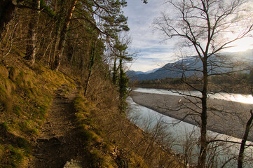 Rhein bei Balzers in liechtenstein