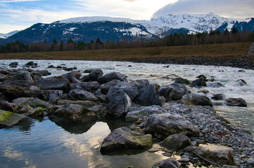Rhein bei Balzers in liechtenstein