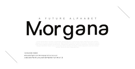 Morgana Abstract minimal modern alphabet fonts. Typography technology vector illustration