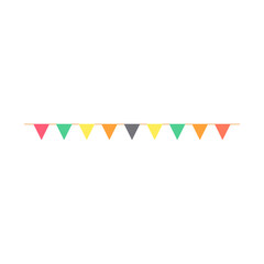 Colorful carnival garland with flags on white background.