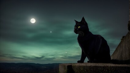 Cat and moon. 