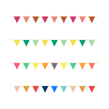 Color bunting set for party on white background.