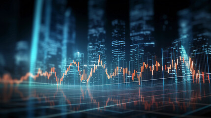 3D rendering of stock market or forex trading graph on digital screen  - obrazy, fototapety, plakaty