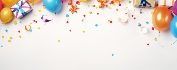 Birthday background theme with balloons and free space for your text. - obrazy, fototapety, plakaty